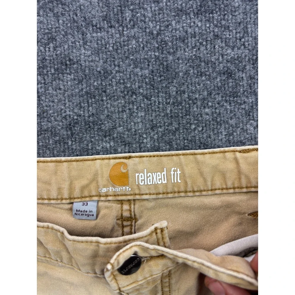 Carhartt Canvas Work Shorts Mens 33 Tan Relaxed Fit Utility 102514-918
